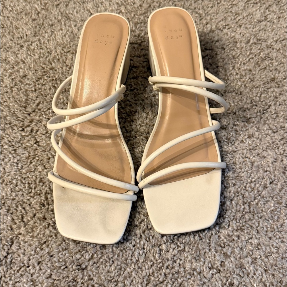 A New Day Women's Cream Strappy Heels